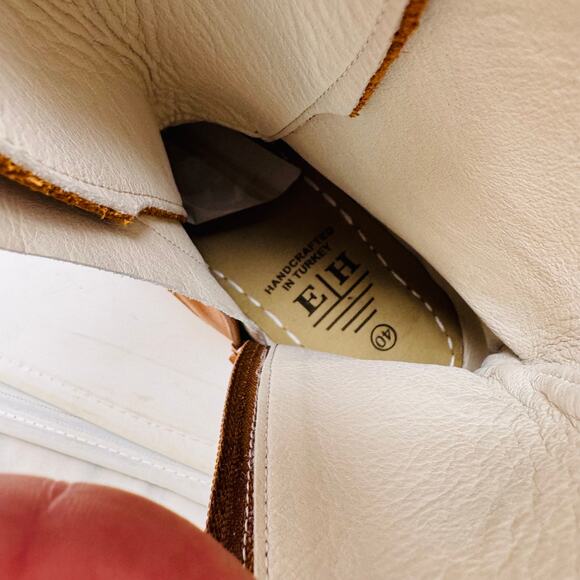 EF Handcrafted Brown Leather Lace-Up Boots Women’s Size 40 - Picture 11 of 13